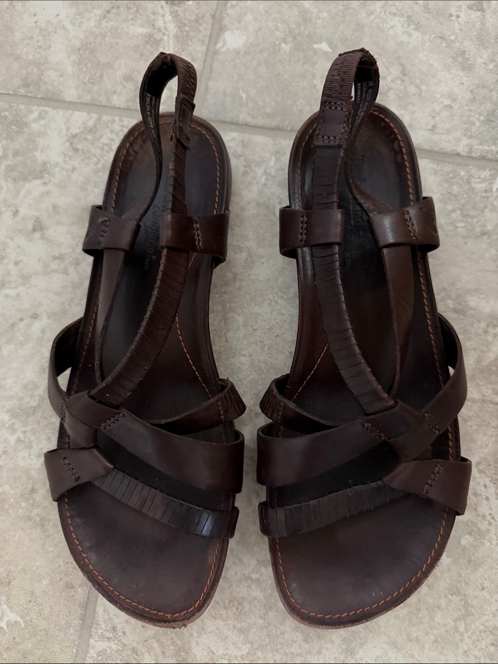 Timberland Women's Dark Brown Leather Strappy Slingback Sandals